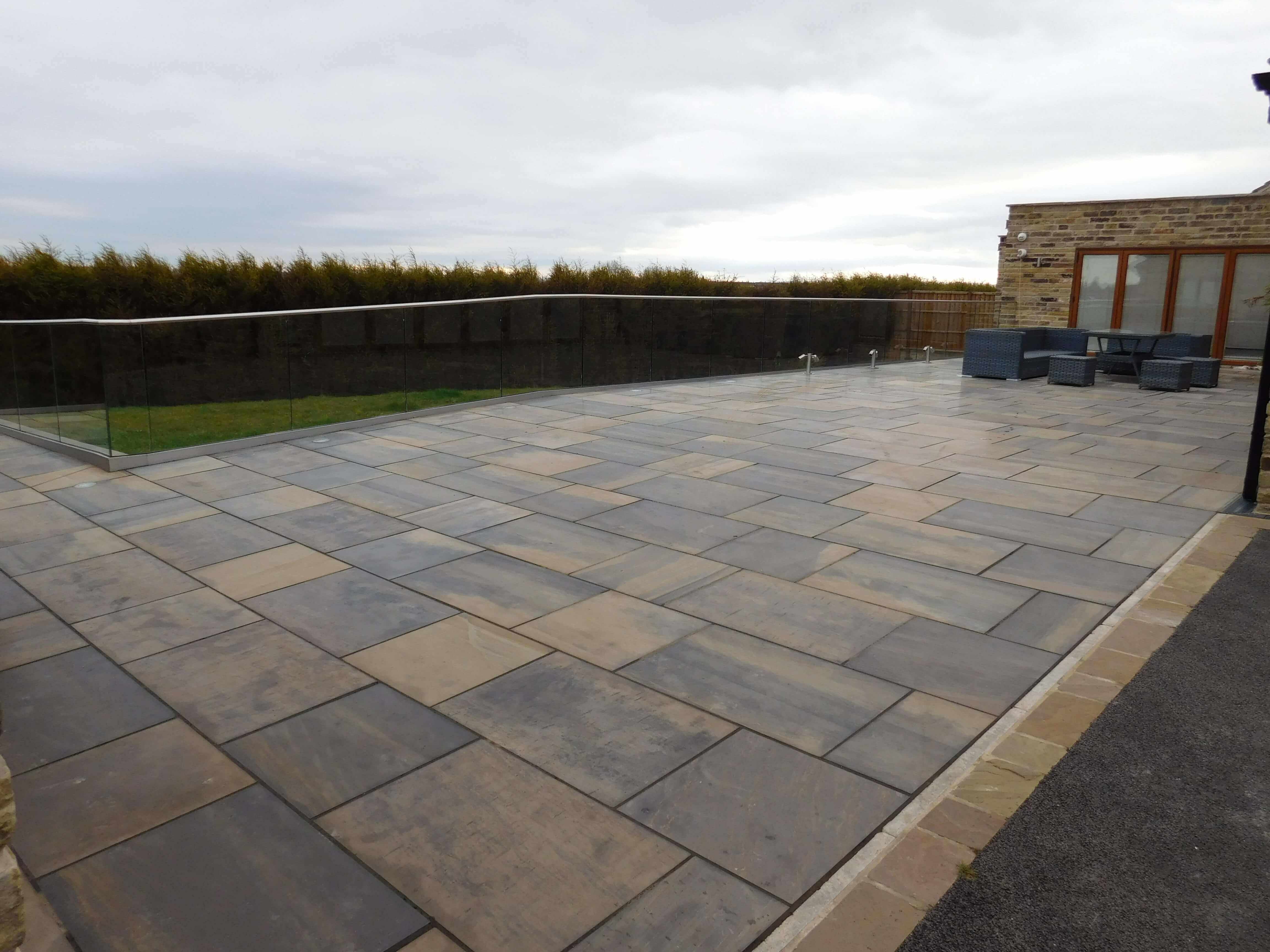 Flagstone driveway back garden